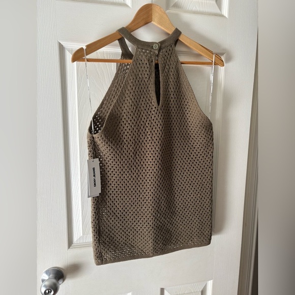 DKNY NWT green sleeveless knit tank crochet size medium - Picture 5 of 9